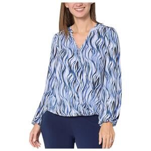 Susan Graver Women's Liquid Knit Surplice Top w/Hi-Low Hem Ink - Regular